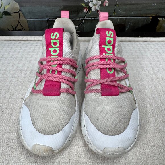 Adidas Kids Girls Size 3.5 Pink & White Sneakers - Picture 2 of 7